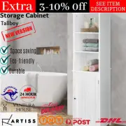 Bathroom Cabinet Tallboy Storage White Cupboard Pantry Laundry Toilet Furniture