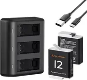 K&F Concept Hero 12 11 10 9 Battery, 3-Channel LCD USB Fast Charger Fit for Gopro Hero 12 Black, Hero 11 Black,Hero 10 Black, Hero 9 Black