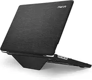 MOSISO Compatible with MacBook Air 13 inch Case 2025-2022 M4 A3240 M3 A3113 M2 A2681 Touch ID, Knit Fabric Coated Plastic Hard Shell Case Cover with Fold Kickstand for MacBook Air 13.6 inch, Black