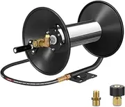 Pressure Washer Hose Reel 100 FT, 3/8" Heavy Duty Retractable Pressure Washer Reel with Hand Crank, 4000 PSI Power Washer Hose Reel, Swivel Arm and Mounting Bracket