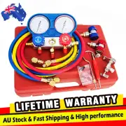 R134a R410a R22 HVAC A/C Manifold Gauges KIT Refrigerant 5FT AC Vacuum Pump NSW