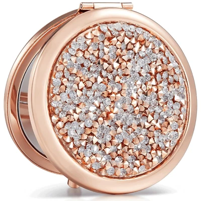 OMIRO 1X/10X Magnifying Compact Mirror, Mini Mix Diamond Metal Pocket Makeup Mir