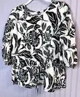 Who What Wear Womens TOP 16 18 XXL Boho Coastal Black Ivory Floral Linen NEW