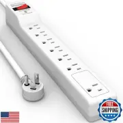 PLUGTUL Surge Protector 15FT (980 Joules), Flat Plug Power Strip, Extension C