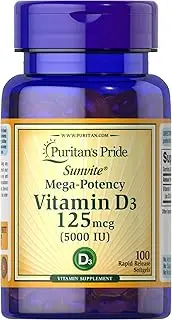Puritans Pride Vitamin D3 Mega Potency 5000 Iu, 100 Softgels