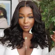 Emistar No Shedding & Tangle Free:V Neck Wig for Black Women Soft Brazilian Remy Synthetic Hair Unprocessed Like Real Human Hair.Upgraded U Part Wig