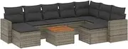 vidaxl 10-Piece Garden Sofa Set - Grey PE Rattan Outdoor Sectional with Cushions and Storage for Terrace/Patio