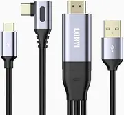 HDMI to USB C Cable 4K@60Hz with Power Supply Support Touch HDMI to Type C Display Cable for Xreal Air Nreal Air Steam Deck PS5 (HDMi to USB-C 90 Degree)