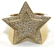 Round Diamond Cluster Star Hip Hop Men's Ring Band 14k Yellow Gold 1.72Ct