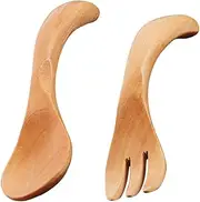SECFOU Adorable Kids Fork Spoon Set Cutlery for Toddlers Wooden Forks Spoons Self-Feeding Utensils for Kids