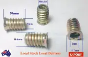 Qty 10 M6 x 20mm Hard Wood Threaded Flange Zinc Steel Insert Allen Nut Hardwood