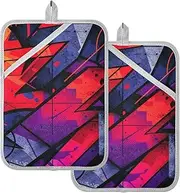 Kitchen Pot Holders Heat Resistant Surrealism Potholders with Pockets Hotpads for Cooking Oven Pad 2 Pack
