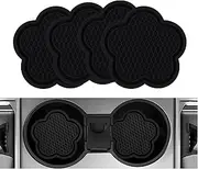 MAEZOE 4-Pack Car Cup Coaster, Universal Auto Non-Slip Cup Holder Embedded in Ornaments Silicone Coaster, Car Interior Accessories (Black)