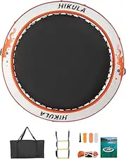 HIKULA Inflatable Round Floating Ring - Water Hammock Dock, Tanning Pool Lounger Float Island Platform Pad Mat for Lake and Beach with Water Ladder and Cup Holder,8FT/10FT