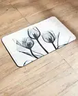 Tulip Artwork Memory Foam Bath Rug Gray Tulip Spring Flowers Bath Mat