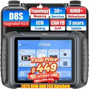 XTOOL D8S V2.0 Car Diagnostic Scanner Topo Mapping Key Programmer 38+ Resets FCA