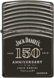 Zippo 29189 Jack Daniel's 150 Anniversary Armor Black Ice Deep Carved