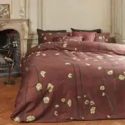 Bedding House Van Gogh Plum Blossoms Red Cotton Sateen Quilt Cover Set Queen