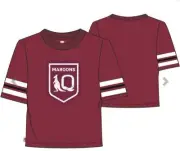 QLD Maroons 2023 NRL Ladies Stripe Crest Tee Sizes S-7XL BNWT
