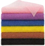 BHYTAKI 6 Pieces African Net Sponge African Exfoliating Net Long African Bath Sponge Washcloth Shower Net African Body Scrubber Net for Skin Smoother Daily Use(Pink,Yellow,Purple,Black,Blue,Brown)