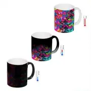 Whacky Retro Pop Art Kitties Coffee Mug Color Changing Heat Morph Black
