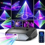 DJ Laser Light with App Control, 2W Full Color 3D Animation Laser Projector for Laser Light Show,Support Manual Graffiti,Text Playback,Personalized Programming,Suitable for DJ Parties KTV Bars Disco