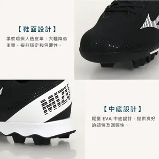 MIZUNO WAVE LIGHTREVO 男棒壘球鞋-3E-寬楦 美津濃 黑白 (7.9折)