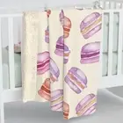Pastel French Macaroon Motif, Cozy Sherpa Fleece Blanket, Cute Throw Blanket