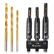 3 PCS HSS Self Centering Hinge Drill Vix Bits Set, Titanium 3PCS