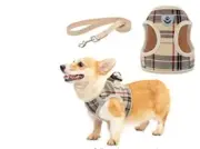 KOOLTAIL Soft Mesh Puppy Harness/Leash Set Small Dog Plaid Adjustable SIZE L NWT