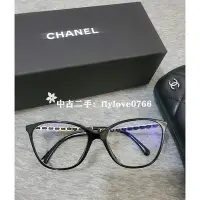 在飛比找Yahoo!奇摩拍賣優惠-中古二手Chanel 素顏神器 皮穿鍊平光鏡 眼鏡