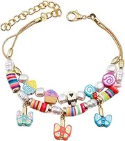 [LAXTO] Bracelets,Bracelet Jewellery,Anklet String Charm,Personalized Name Bracelet Rice Bead String Colorful Butterfly Geometric Pearl Beach Anklet Jewelry Gift Girl Ladies Wife Mom Ring Box Wedding Glass