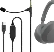 Geekria Boom Mic Headphones Cable Compatible with Soundcore Space One, V-Moda Crossfade M-100, USB C Jack Replacement Cord with Boom Microphone and Volume/Mute Control for Gaming & Meeting (5.6ft)