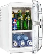 CHONGHAN Mini Fridge 15 Litres Cooler Warmer and Small Refrigerator with AC/DC Power 12 V Portable Makeup Skincare Cosmetics Fridge Mini Fridge for Room with Glass Door