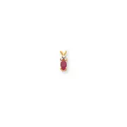 14K Yellow Gold 6x4mm Oval Ruby AA Real Diamond pendant