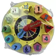 NEW Wooden Shape Number Color Clock Sorting Educational Melissa & Doug Wood Toy