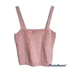 INC Pale Mauve Pink Crochet Sweater Knit Crop Tank Top Size Medium