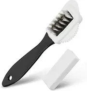 [YKHNIS] Quality Nubuck and Suede Multifunctional 4-Sided Cleaning Shoe Brush, Brass Bristle,Cleaner Brush for Boots, Jackets, Shoes, Furniture with Extra 1 pcs Erasers -(15cm*4cm)