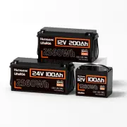 HumSienk 12V200Ah 300Ah 24V100Ah LiFePO4 Lithium Battery BMS Solar RV