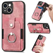 Wallet Case with Card Holder, Leather Kickstand Card Slots,Ring Stand for iphone-Pink