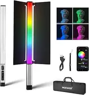 NEEWER CL124 II RGB Handheld LED Light Stick Video Light Wand with APP Control,3200mAh Battery, 360°Full Color 16W 2500K-10000K PWM Dimming1560lux/0.5CRI97+ 17 Scenes Photography Tube Lighting