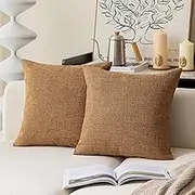 (70cm x 70cm,2 Pieces, Hazel Brown) - Kevin Textile Decor Burlap Natural Style Faux Linen Throw Pillow Cover Cushion Case for Floor with Invisible Hidden, 70cm (Set of 2, Hazel Brown)