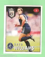 1996 AFL SELECT STICKER #5 - 1995 NORM SMITH MEDAL, GREG WILLIAMS, CARLTON