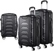 [Bestar] 3pc Luggage Trolley Travel Suitcase Set TSA Hard Case Lightweight Black Travel Gear