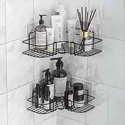 Shower Caddy, JOMWEN Bathroom Storage, 2 Pack Corner Shower Shelves, No Drilling Shower Shelf, Adhesive Shower Storage Rack for Toilet, Dorm and Kitchen (Black)