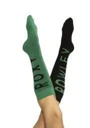 NWT ROWLEY x ROXY Snowboard/Snow/Ski Socks Women S/M Black/Green Logo Cushioned*