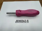 Snap-on Tools USA NEW PEARL PINK Hard Grip Stubby Shaft Ratcheting Screwdriver