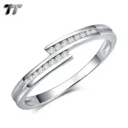 TT RHODIUM 925 Sterling Silver Engagement Wedding Ring (RW55) NEW