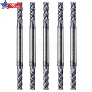 5Pcs 4 Flute Double End Carbide 5/32"x3/16"x9/16"x2-1/2" End Mills AlTiN Coated
