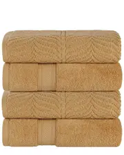 Superior set of 4 Zero Twist Cotton Elegant Chevron Soft Absorbent Assorted Bath Towels